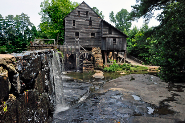 Yates Gristmill and waterfall and water wheel